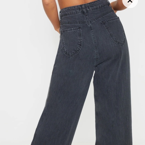 Petite Washed Black Wide Legged Jeans - Picture 4 of 4